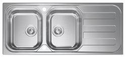 Clearwater Kudos Stainless Steel Double Bowl & Reversible Drainer Inset Kitchen Sink - Stainless Steel