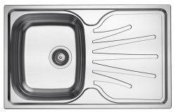 Clearwater Deep Blue Stainless Steel Single Bowl & Reversible Drainer Inset Kitchen Sink - Stainless Steel