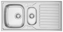 Clearwater Okio Stainless Steel 1.5 Bowls & Reversible Drainer Inset Kitchen Sink - Stainless Steel