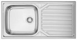 Clearwater Okio Stainless Steel Large Single Bowl & Reversible Drainer Inset Kitchen Sink - Stainless Steel