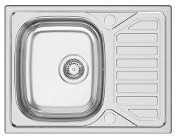Clearwater Okio Stainless Steel Small Single Bowl & Reversible Drainer Inset Kitchen Sink - Stainless Steel