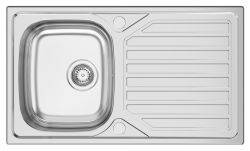 Clearwater Okio Stainless Steel Single Bowl & Reversible Drainer Inset Kitchen Sink - Stainless Steel