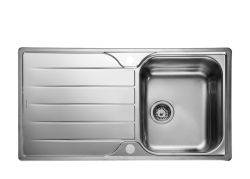 Rangemaster Michigan Polished Stainless steel 360 mm Single bowl Inset Kitchen Sink with drainer - MG9501