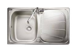 Rangemaster Baltimore Polished Stainless steel 340 mm Single bowl Inset Kitchen Sink with drainer - BL8001