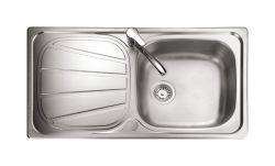 Rangemaster Baltimore Polished Stainless steel 420 mm Single bowl Inset Kitchen Sink with drainer - BL9501