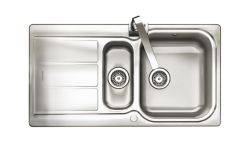 Rangemaster Glendale Polished Stainless steel 1.5 bowl Inset Kitchen Sink with drainer - GL9501