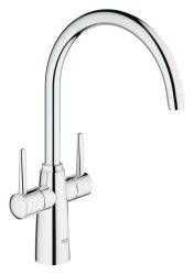 Grohe Ambi Contemporary, Dual lever, C-Spout, Polished chrome Kitchen Mixer Tap