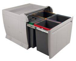 City - 600mm door, 4 bins  - under sink pull out kitchen cupboard bin