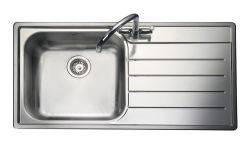 Rangemaster Oakland Polished Stainless steel 450 mm Single bowl Inset Kitchen Sink with drainer - OL9851