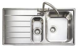 Rangemaster Oakland Polished Stainless steel 1.5 bowl Inset Kitchen Sink with drainer - OL9852