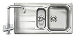 Rangemaster Glendale 1.5 Bowl Sink and Aquaquad Tap Set - Reversible