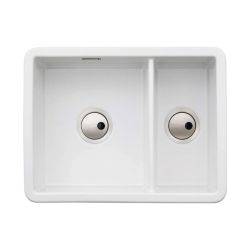 Abode Sandon White Ceramic 1.5 bowl Inset or Undermount Kitchen Sink - AW1033