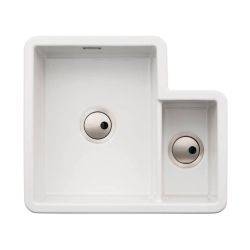 Abode Sandon White Ceramic 1.5 bowl L-Shape Inset or Undermount Kitchen Sink
