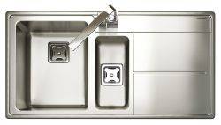 Rangemaster Arlington Brushed Stainless steel 1.5 bowl Inset Kitchen Sink with drainer