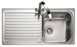 Rangemaster Sedona Brushed Stainless steel 400 mm Single bowl Inset Kitchen Sink with drainer