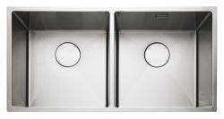 Rangemaster Kube Brushed Stainless steel 2 bowl Inset or Undermount Kitchen Sink