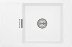 Schock CRISTADUR Mono D100XS single bowl granite composite kitchen sink with reversible drainer  440mm bowl width  top-down view showing dimensions and integrated waste kit