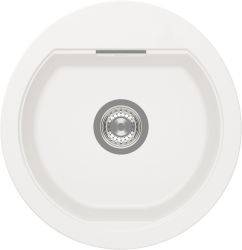 Schock CRISTADUR Mono R-100 400mm round single bowl inset granite composite kitchen sink with integrated waste kit  overhead view