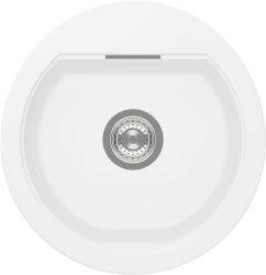 Schock CRISTADUR Mono R-100 single round bowl kitchen sink  400mm width  granite composite material  top-down view showing inset installation