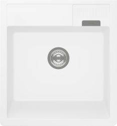 Schock Kallio M-100 single bowl inset granite composite kitchen sink  518mm wide with 220mm depth  overhead view showing basin and waste outlet