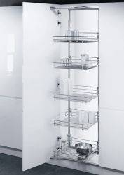 Swing Out Larder Unit, Complete Set, Centre Mount, Height Adjustable, Full Extension with Classic Chrome Linear Wire Baskets