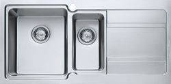 The1810 Bordoduo 150i 1.5 bowl stainless steel inset kitchen sink with drainer  1000mm x 500mm  top-down view showing satin finish bowls and draining area