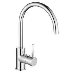 The1810 Courbe curved spout single lever kitchen mixer tap in chrome  338mm total height with 215mm spout clearance and 200mm swivel range