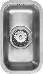 The1810 Etrouno 170mm single bowl undermount stainless steel kitchen sink top-down view showing satin finish bowl and basket strainer waste