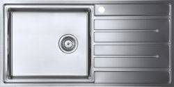 The1810 Forzauno 100i stainless steel kitchen sink with single large bowl and integrated drainer top-down view showing 1000mm x 500mm dimensions