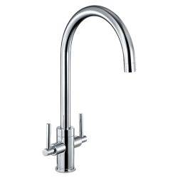 The1810 T210 Curvato Slim Lever chrome kitchen mixer tap with curved spout and dual lever handles