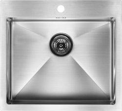 The1810 Zenuno15 500mm single bowl stainless steel flushmount kitchen sink with satin finish  featuring integrated drainer and waste kit