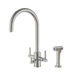Clearwater Stella TriSpa, Tri Lever, Swan Neck, 3-in-1 Filtered Water Kitchen Tap with Pull Out Spray