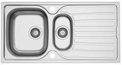 Clearwater Verdi Stainless Steel 1.5 Bowls & Reversible drainer Inset Kitchen Sink - Stainless Steel - Reversible drainer