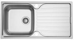 Clearwater Verdi Stainless Steel Large Single Bowl & Reversible drainer Inset Kitchen Sink - Stainless Steel - Reversible drainer