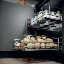 Pull Out Storage Basket, with Saphir Mesh Chrome Wire, for Hinged Door Cabinets, Vauth-Sagel VS SUB Basket