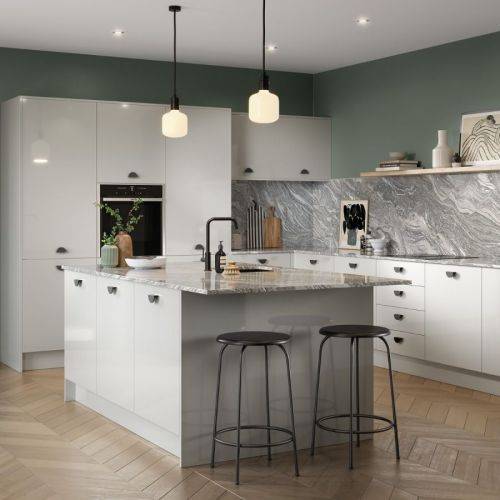 Slab 6 Kitchen - Stock - Supergloss Light Grey