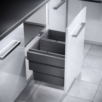 Hailo Cargo-Synchro - 600mm door, 2 bins - integrated under sink pull out kitchen cupboard bin