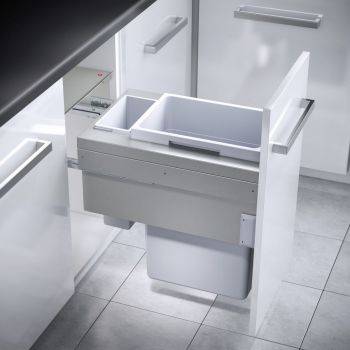 Hailo Euro Cargo - 400mm door, 2bins - integrated under counter pull out kitchen cupboard bin