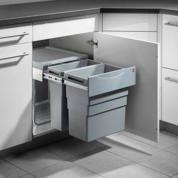 Hailo Easy-Cargo -  400mm/500mm doors, 2 bins - under drawerline pull out double kitchen cupboard bin