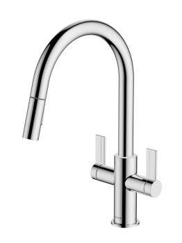 Clearwater Kira, Dual Lever, C-Spout, Pull Out Spray Kitchen Mixer Tap