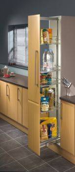 Hafele Pull Out Larder Unit - Chrome Linear Wire Baskets