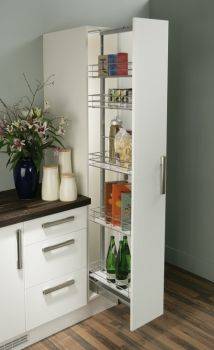 Hafele Pull Out Larder Unit - Soft Closing Chrome Linear Wire Baskets