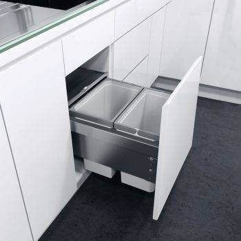 Vauth Sagel ENVI Space Pro - 400mm door, 2 bins - integrated under drawerline pull out kitchen cupboard bin