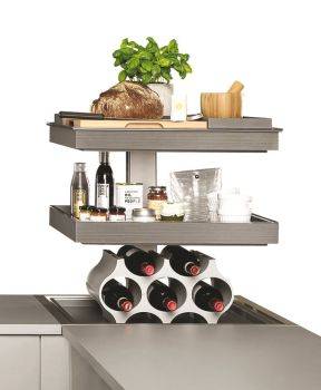 Corner Storage Unit, Vertical Rising, 2 or 3 Trays, Ninka Qanto