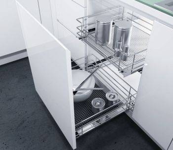 Pull Out Storage Baskets, with Chrome Wire Mesh Baskets, for Door Front Fixing Cabinets, Vauth-Sagel VS SUB Basket