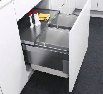 Vauth Sagel ENVI Space Pro - 450mm door, 2 bins - integrated under drawerline pull out kitchen cupboard bin