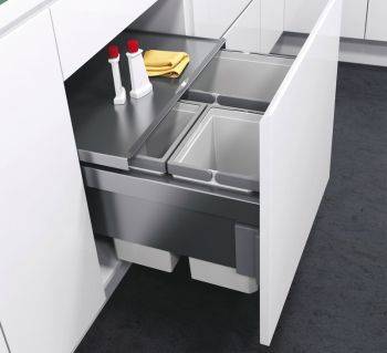 Vauth Sagel ENVI Space Pro - 600mm door, 3 bins - integrated under drawerline pull out kitchen cupboard bin