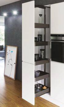 Vauth Sagel Tal Larder Pull Out Larder Unit - Planero Lava Grey Baskets