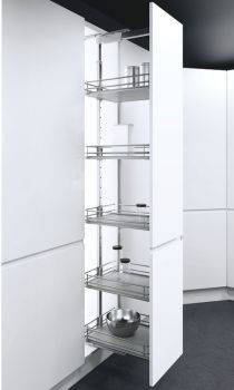 Vauth Sagel Tal Larder Pull Out Larder Unit - Premea Grey Solid Base Wire Baskets