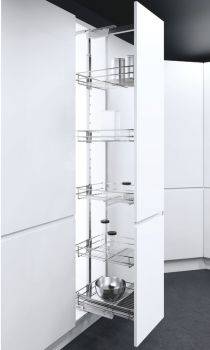 Vauth Sagel Tal Larder Pull Out Larder Unit - Classic Silver Linear Wire Baskets